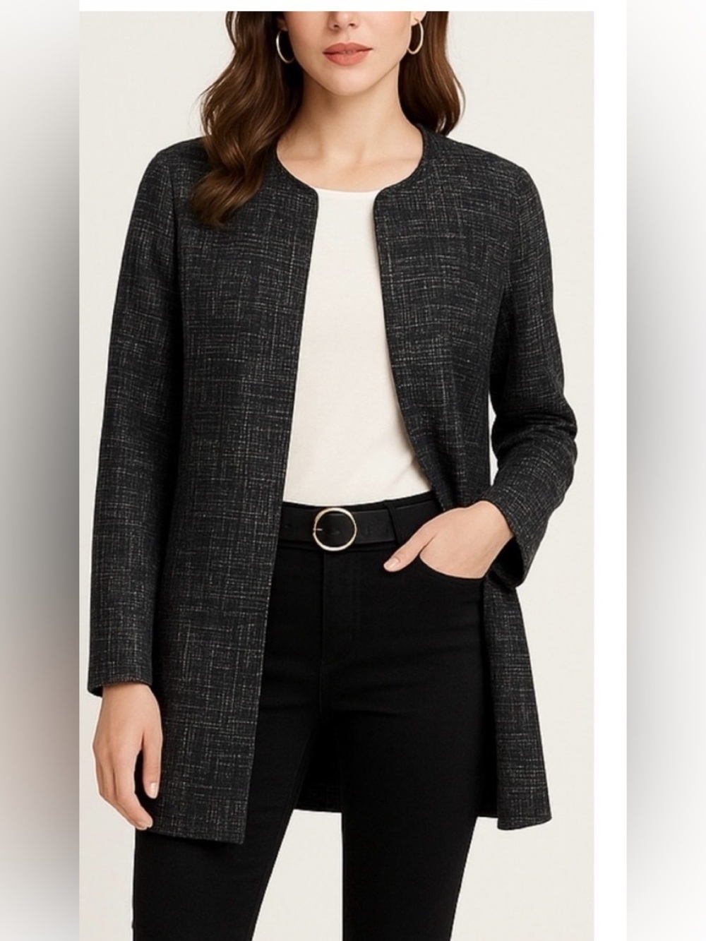 Eileen Fisher open front soft structured jacket